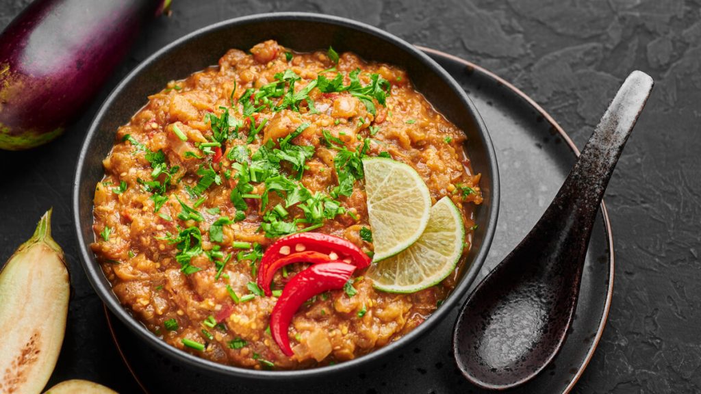 Baingan Bharta (Mashed & Spiced Roasted Egg Plant)