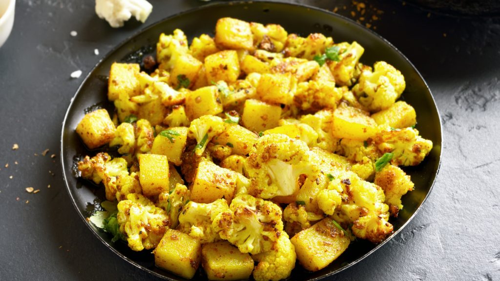 Baked Aloo Gobhi (cauliflower and potato curry)